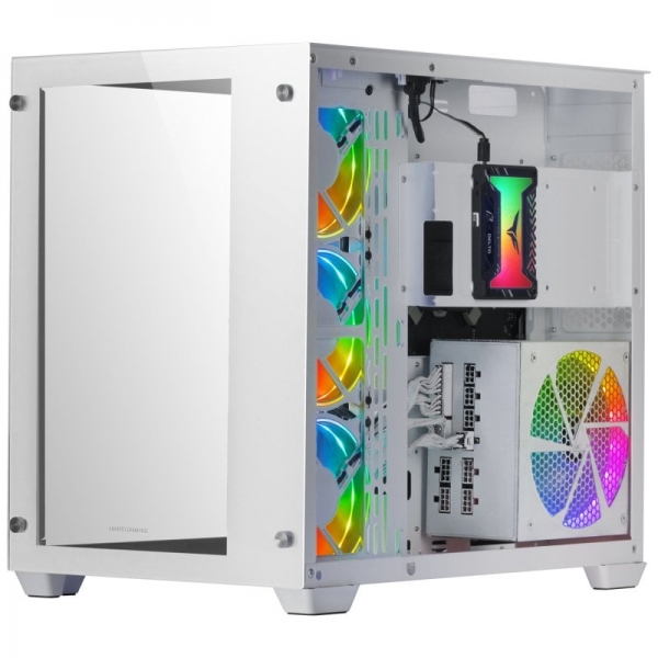 Boitier Personnalisé Mars Gaming MCV3 - Double Fenêtre en Verre Trempé - Capacité XXL - Structure Modulaire - Support Refroidissement Liquide - Couleur Blanc