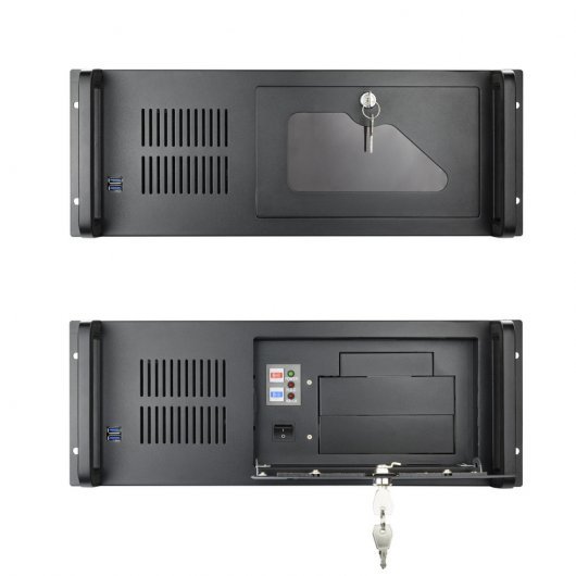 Boitier Tooq 4U ATX pour Montage Rack 19" - 9x HDD3.5 + 2x HDD5.25 - Ventilateur 120mm + 2x Ventilateurs 80mm - 2x USB 3.0 - Couleur Noir