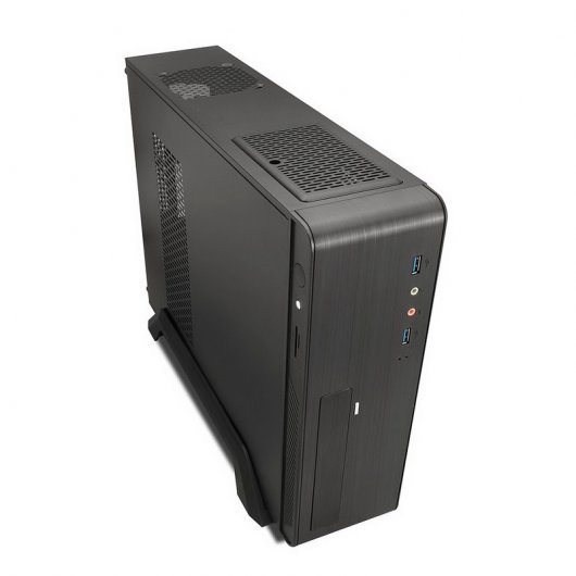 Boitier Tooq Micro ATX, Mini ITX Slim - Alimentation 500W - 1x HDD3,5 + 1x SDD2,5 + 1x HDD5.25 - 2x USB 3.0, SD et Micro SD - Couleur Noir