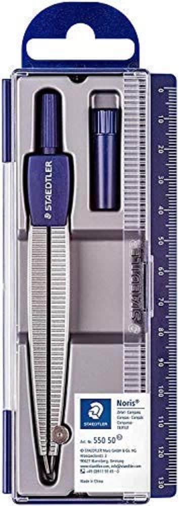 Compas scolaire de précision Noris 550 de Staedtler - Angle obtus résistant aux blessures et aiguille émoussée - Diamètre maximum 300 mm