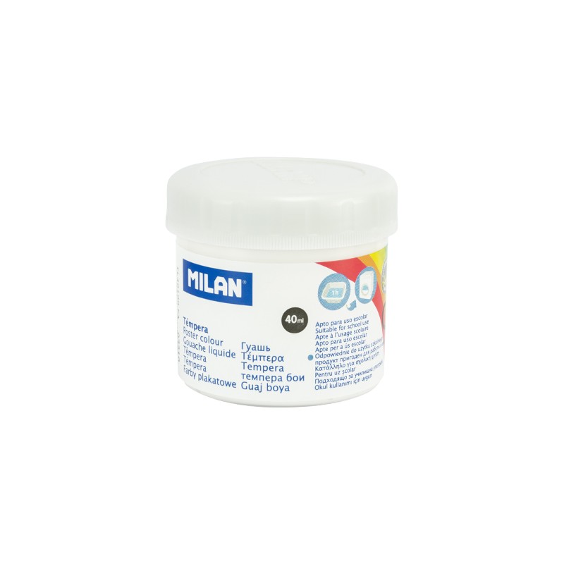 Bouteille Milan Tempera - 40 ml - Séchage rapide - Miscible - Couleur blanche