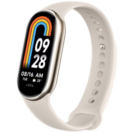 Bracelet d'activité Xiaomi Mi Smart Band 8 Écran Amoled 1,62" - Bluetooth 5.2 - Taux de rafraîchissement de 60 Hz - Luminosité maximale de 600 nits - 200 modèles de cadrans - Plus de 150 modes sportifs - Couleur Or Champagne