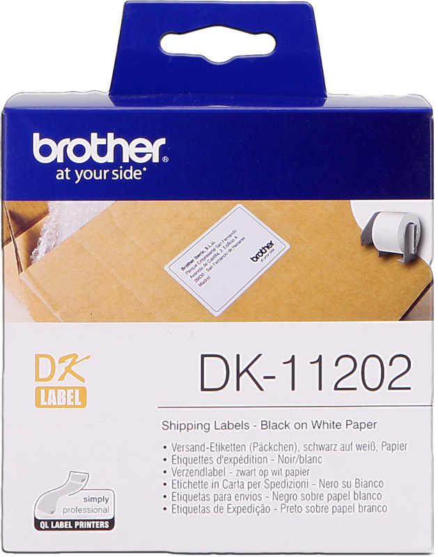 Brother Rouleau étiquettes d'expédition DK-11202 Noir sur blanc, 62 x 100 mm