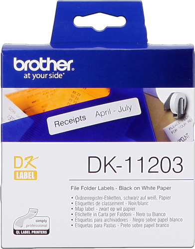 Brother Rouleau étiquettes DK-11203 Noir sur blanc, 17 x 87 mm