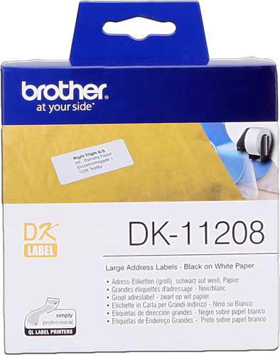 Brother Rouleau étiquettes DK-11208 Noir sur blanc, 38 x 90 mm