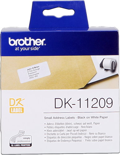 Brother Rouleau étiquettes d'adresse DK-11209 Noir sur blanc, 29 x 62 mm