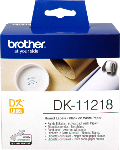 Brother Rouleau étiquettes DK-11218  Noir sur blanc, 24 mm de diamètre