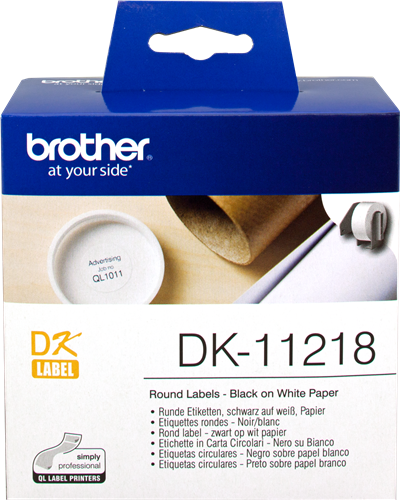 Brother Rouleau étiquettes DK-11218  Noir sur blanc, 24 mm de diamètre