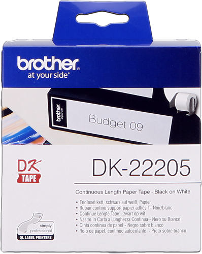 Brother Rouleau de papier continu DK-22205 Noir sur blanc, 62 mm de large