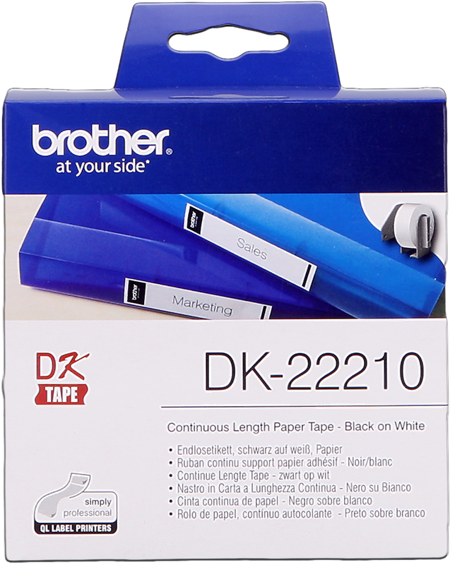 Brother Rouleau de papier continu DK-22210 Noir sur blanc, 29 mm de large