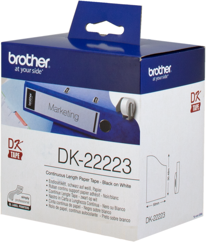 Brother Rouleau de papier continu DK-22223 Noir sur blanc, 50 mm de large