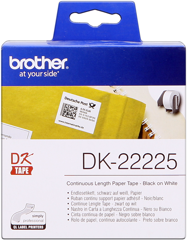 Brother Rouleau de papier continu DK-22225 Noir sur blanc, 38 mm de large