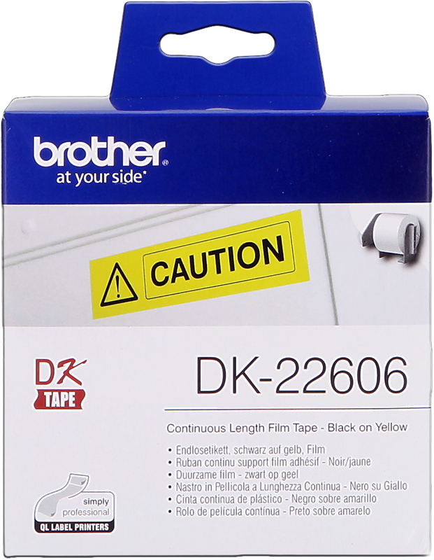 Brother Ruban film continu DK-22606 Noir sur jaune, 62 mm de large