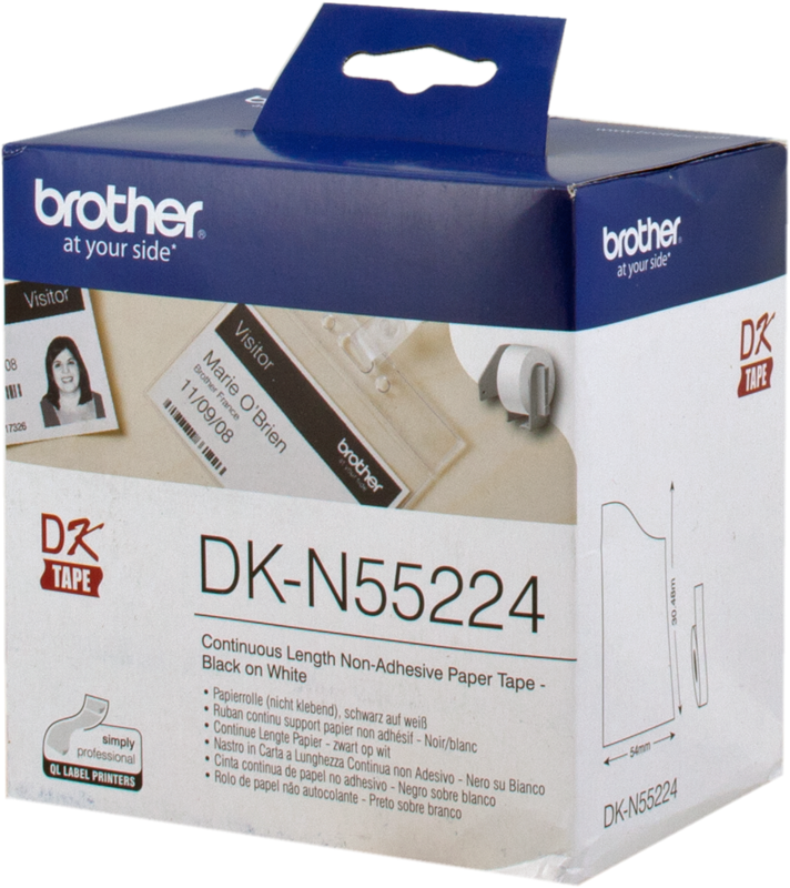 Rouleau de Papier Continu Sans Adh/ésif Noir sur Blanc Brother DK-N55224 54 mm x 30,5 m Blanc Original