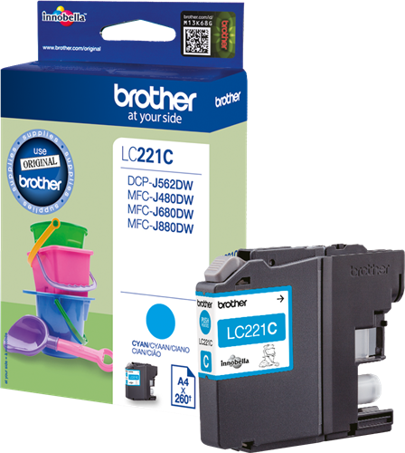 ✓ Brother cartouche encre LC-221C cyan couleur cyan en stock