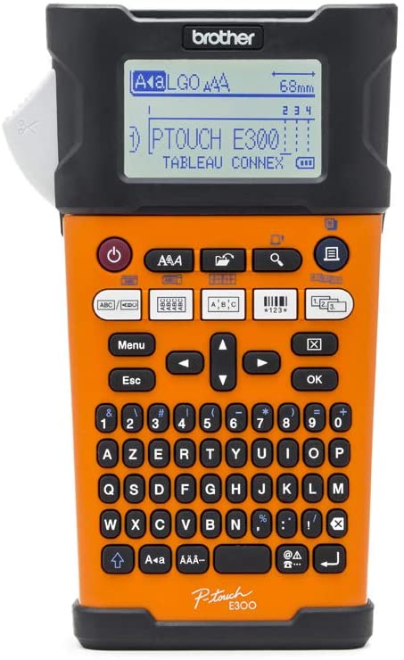 Brother PT-E300VP Imprimante d'étiquettes électronique portable professionnelle WiFi - Écran LCD - 384 symboles - 64 touches - Tze Tapes