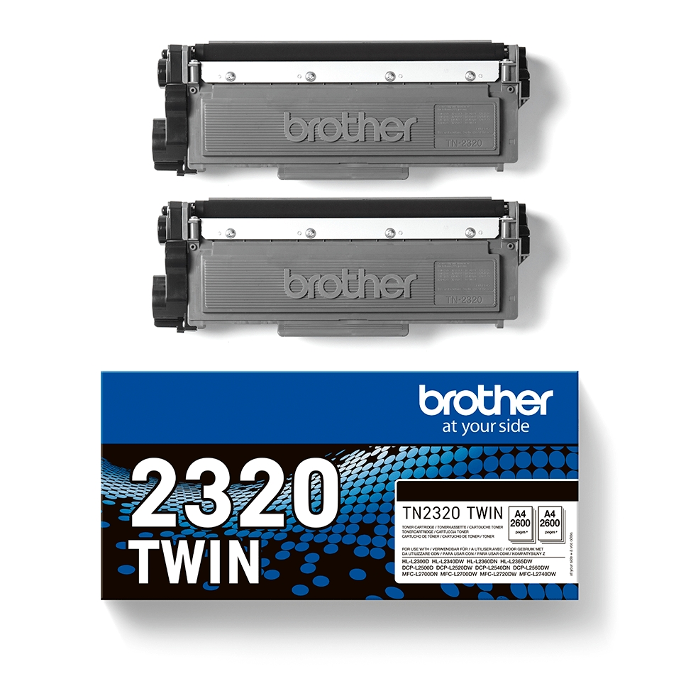 Brother TN2320 Noir Lot de 2 cartouches de toner d'origine - TN2320TWIN