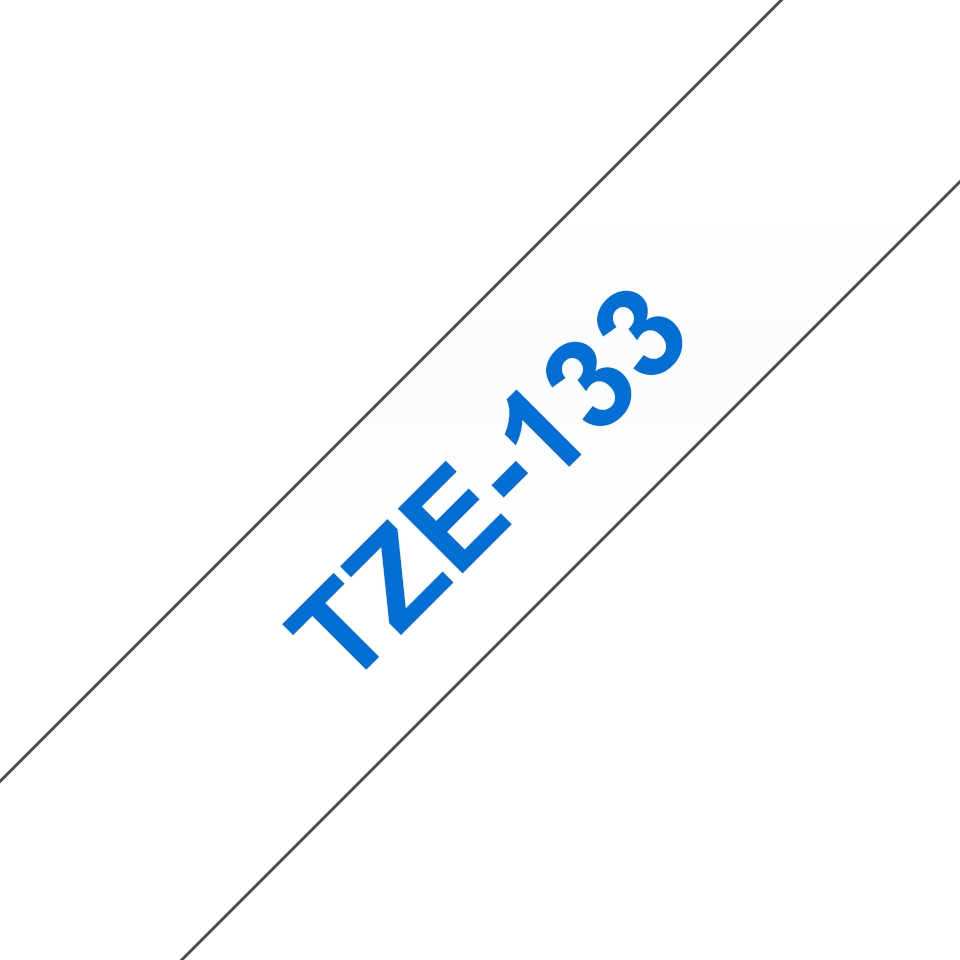Brother TZe133 Original Ruban d'étiquettes laminées - Texte bleu sur fond transparent - Largeur 12 mm x 8 mètres