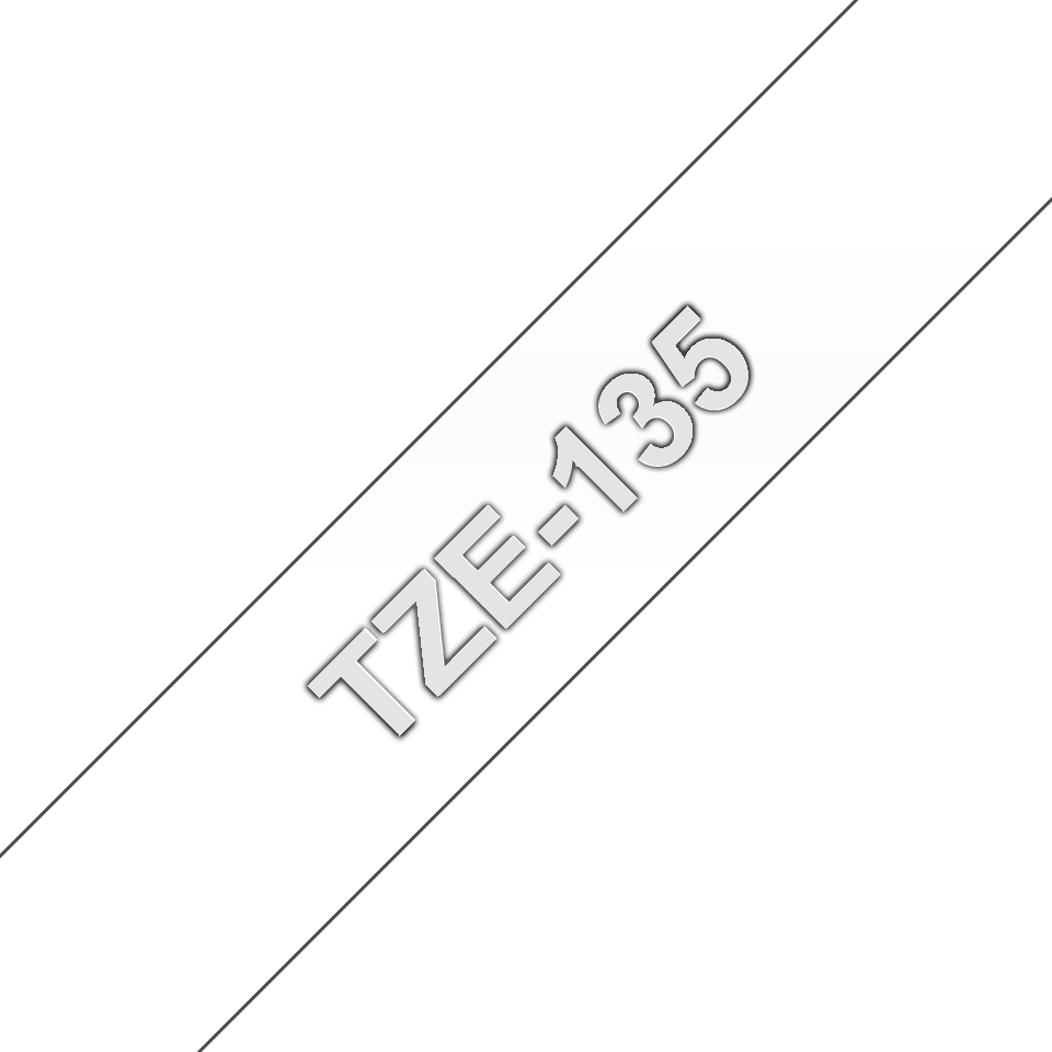 Ruban compatible Brother TZe135 - Texte blanc sur fond transparent - Largeur 12 mm x 8 mètres