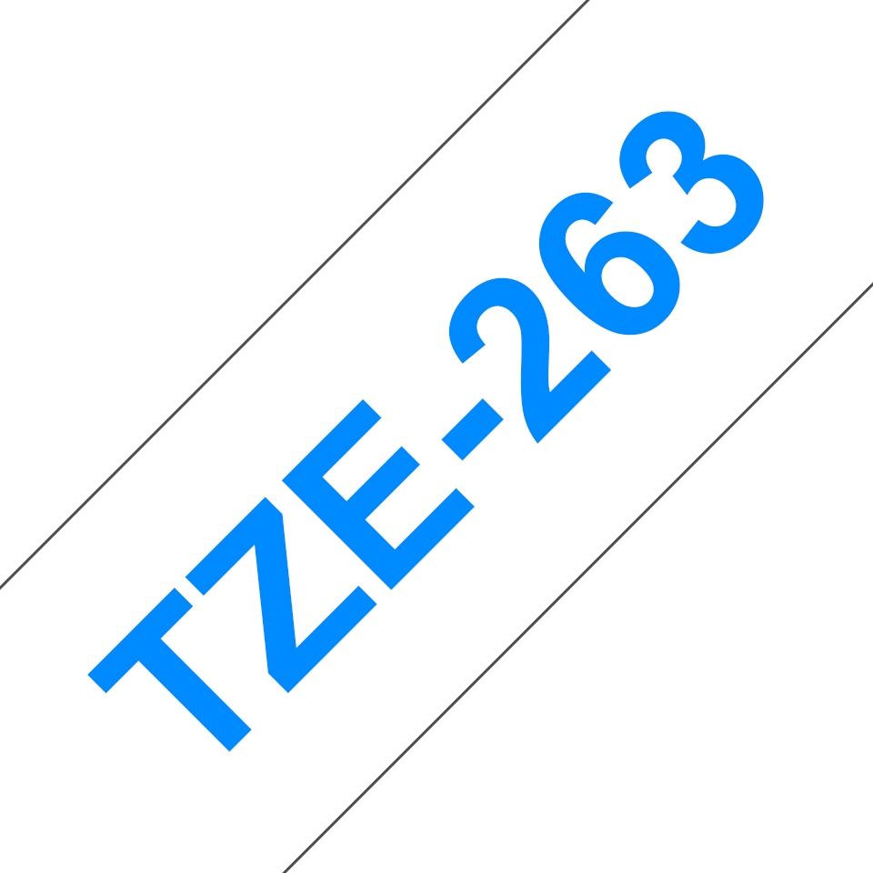 Brother TZe263 Original Ruban d'étiquettes laminées - Texte bleu sur fond blanc - Largeur 36 mm x 8 mètres