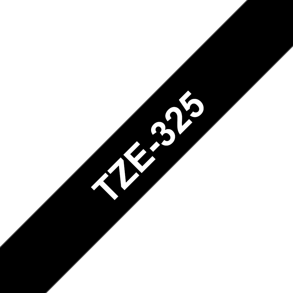 Brother TZe325 Ruban d'étiquettes laminées - Texte blanc sur fond noir