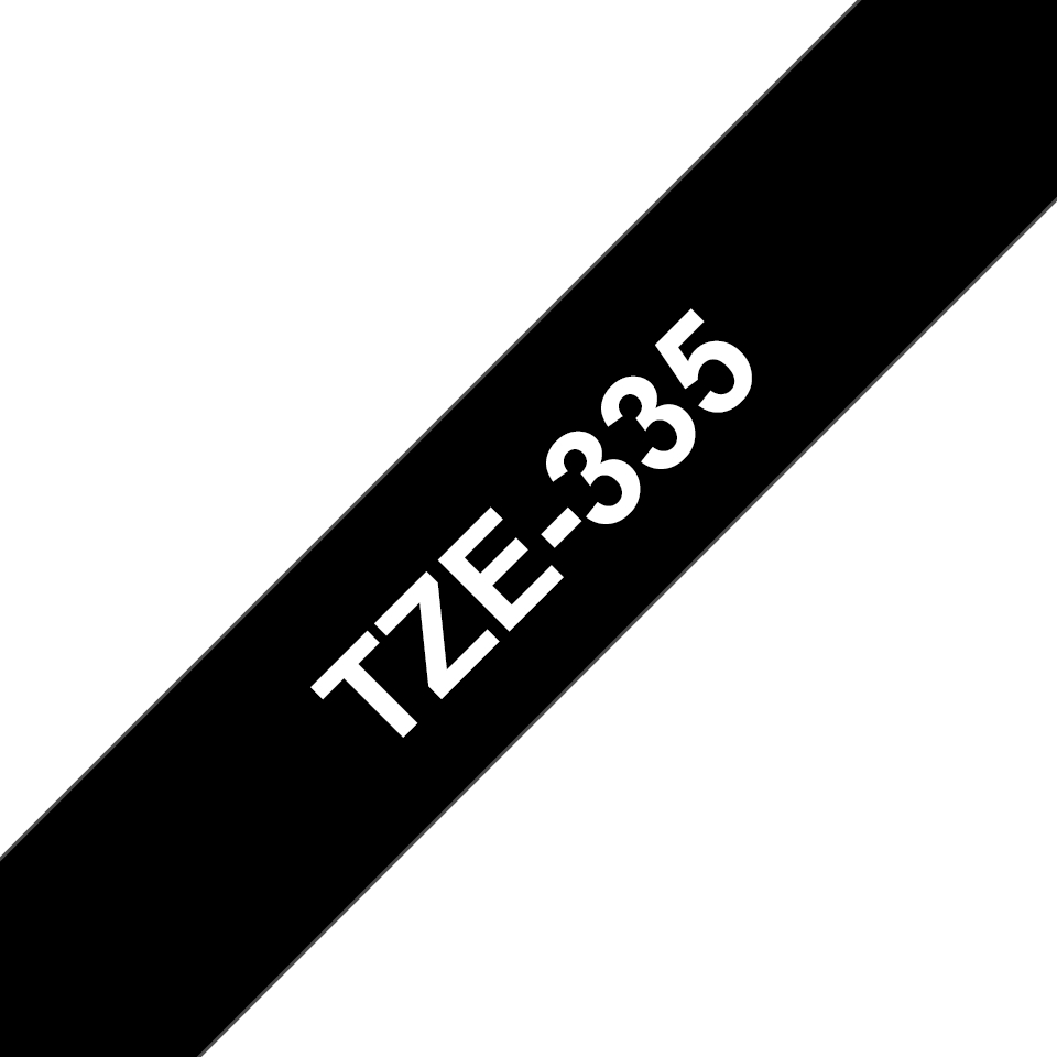Ruban compatible Brother TZe335 - Texte blanc sur fond noir - Largeur 12 mm x 8 mètres