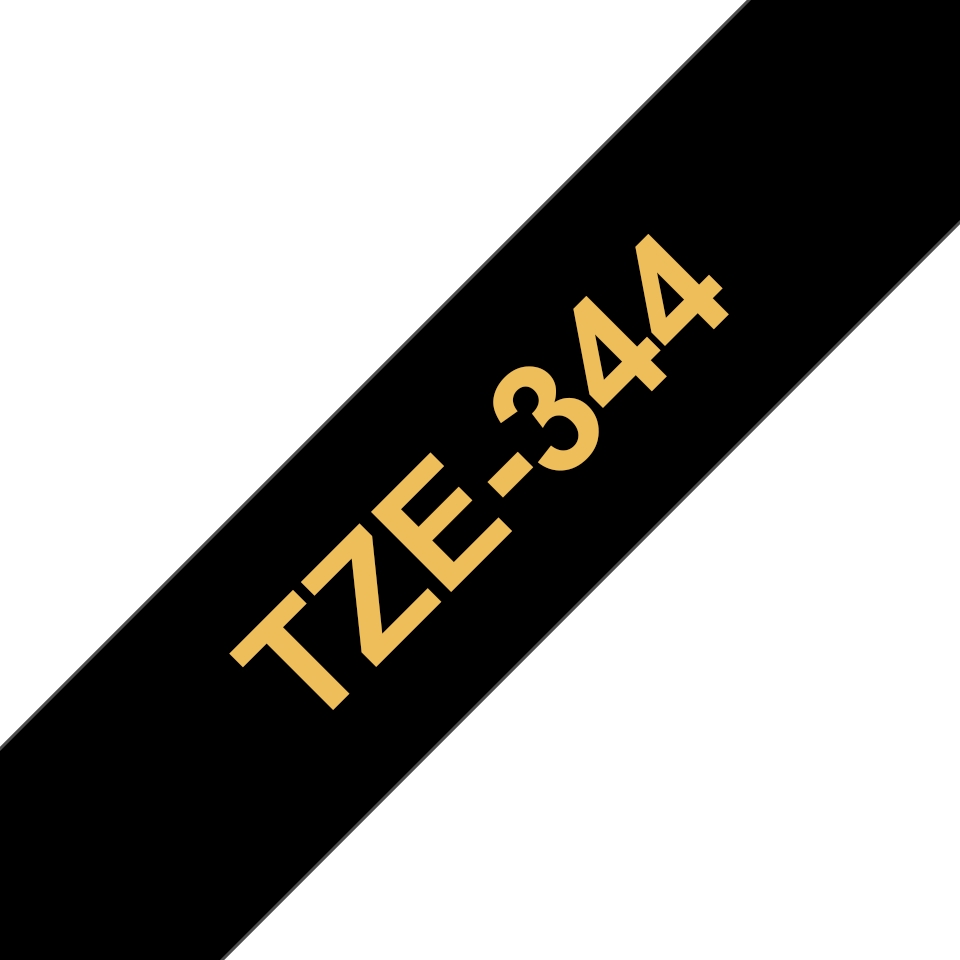 Brother TZe344 Original Ruban d'étiquettes laminées - Texte doré sur fond noir - Largeur 18 mm x 8 mètres