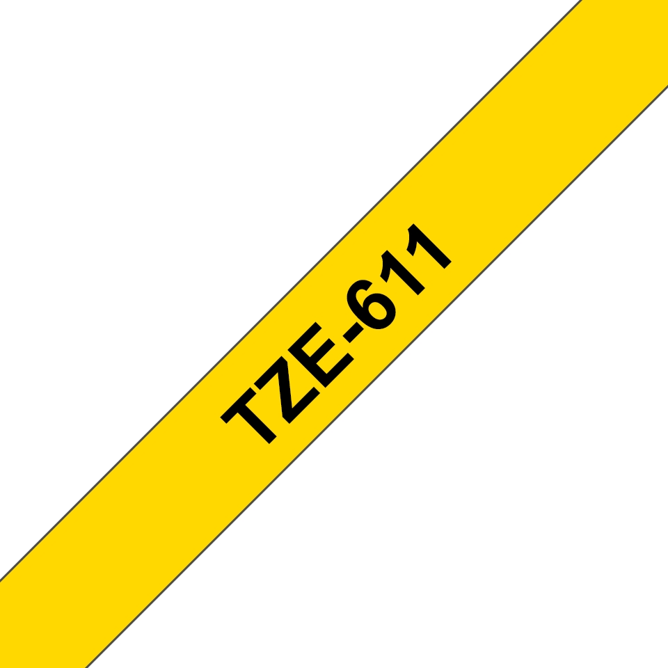 Ruban compatible Brother TZe611 - Texte noir sur fond jaune