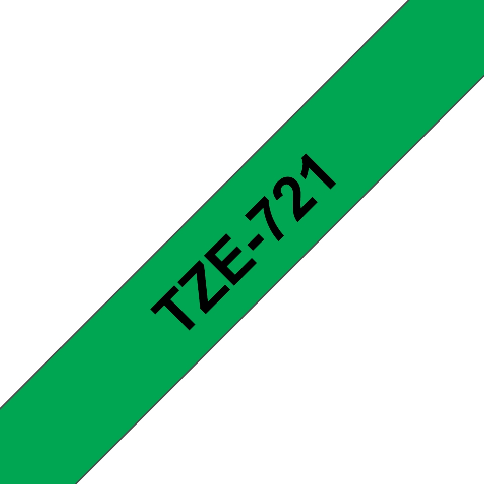 Brother TZe721 Ruban d'étiquettes laminées - Texte noir sur fond vert