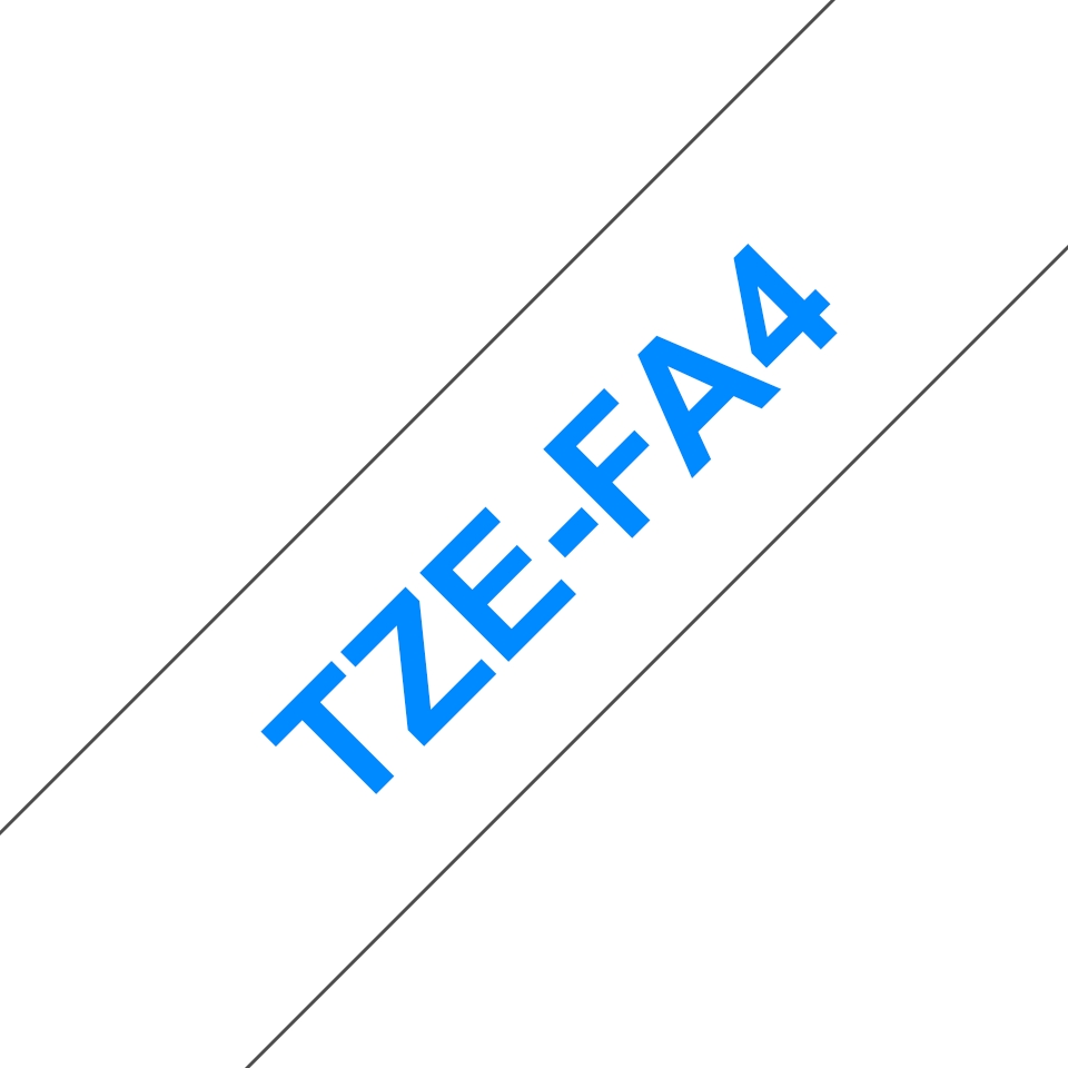 Brother TZeFA4 Original Textile Label Tape - Texte bleu sur fond blanc - Largeur 18 mm x 3 mètres