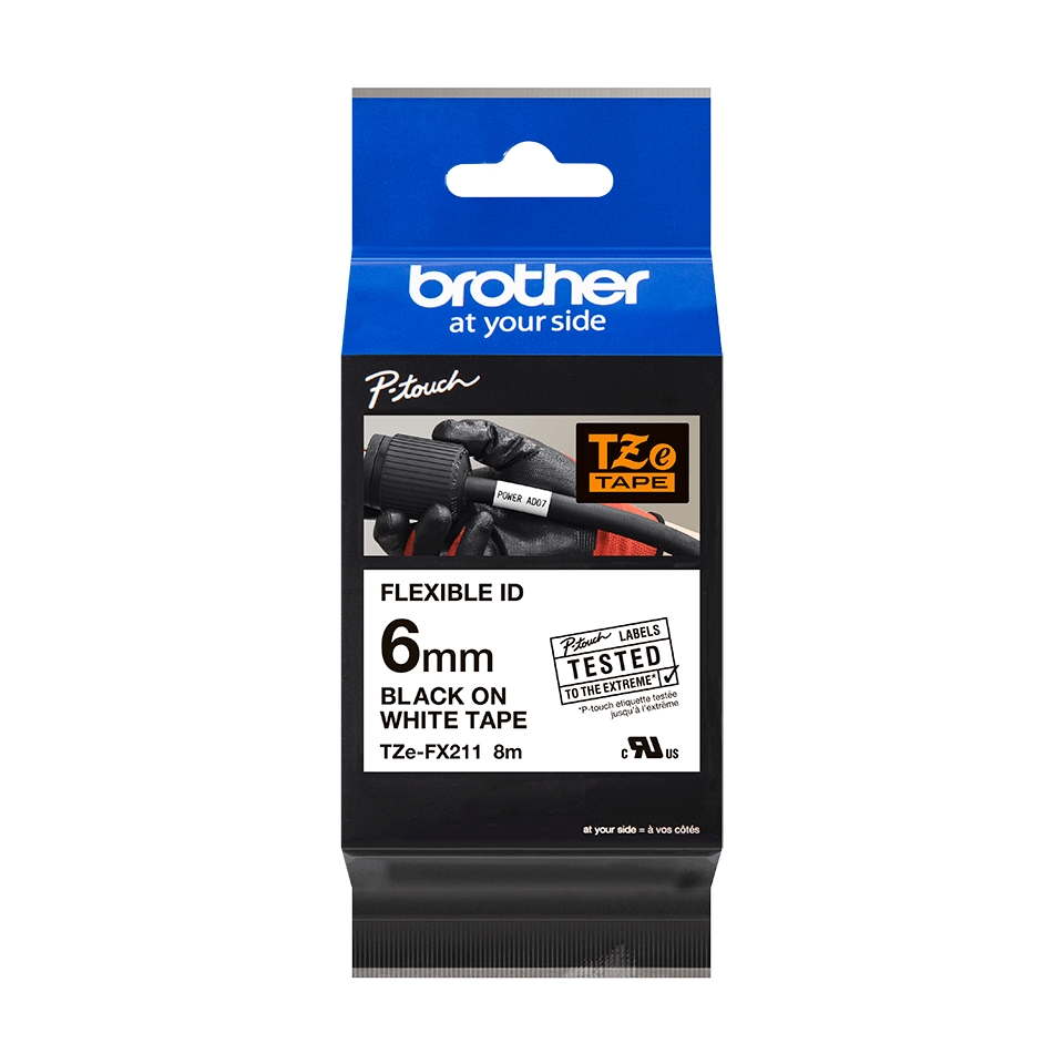 Brother TZeFX211 Ruban plastifié - Texte noir sur fond blanc