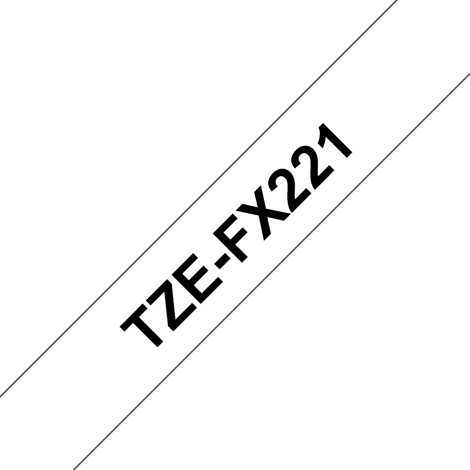 Brother TZeFX221 Ruban d'étiquettes plastifiées flexibles - Texte noir sur fond blanc