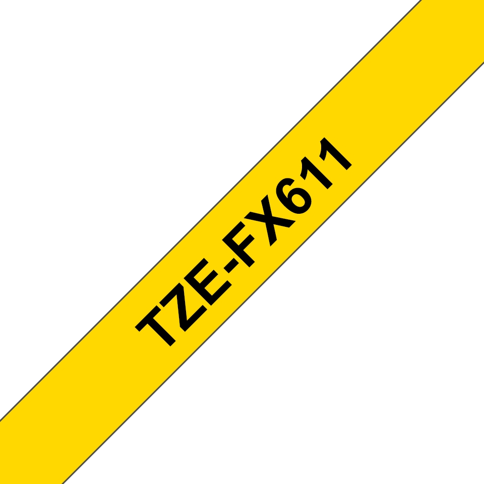 Brother TZeFX611 Ruban plastifié - Texte noir sur fond jaune