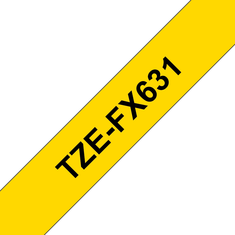 Brother TZeFX631 Original Ruban d'étiquettes plastifiées flexibles - Texte noir sur fond jaune - Largeur 12 mm x 8 mètres