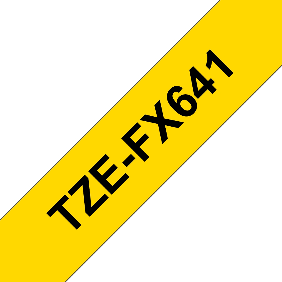 Brother TZeFX641 Original Ruban d'étiquettes plastifiées flexibles - Texte noir sur fond jaune - Largeur 18 mm x 8 mètres
