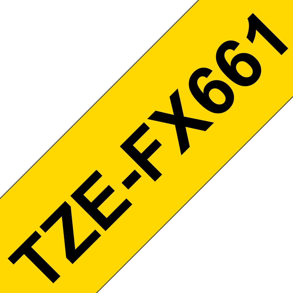 Brother TZeFX661 Original Ruban d'étiquettes plastifiées flexibles - Texte noir sur fond jaune - Largeur 36 mm x 8 mètres