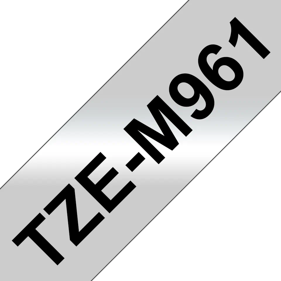 Brother TZeM961 Ruban d'étiquettes laminé métallisé - Texte noir sur fond argent mat - Largeur 36 mm x 8 mètres