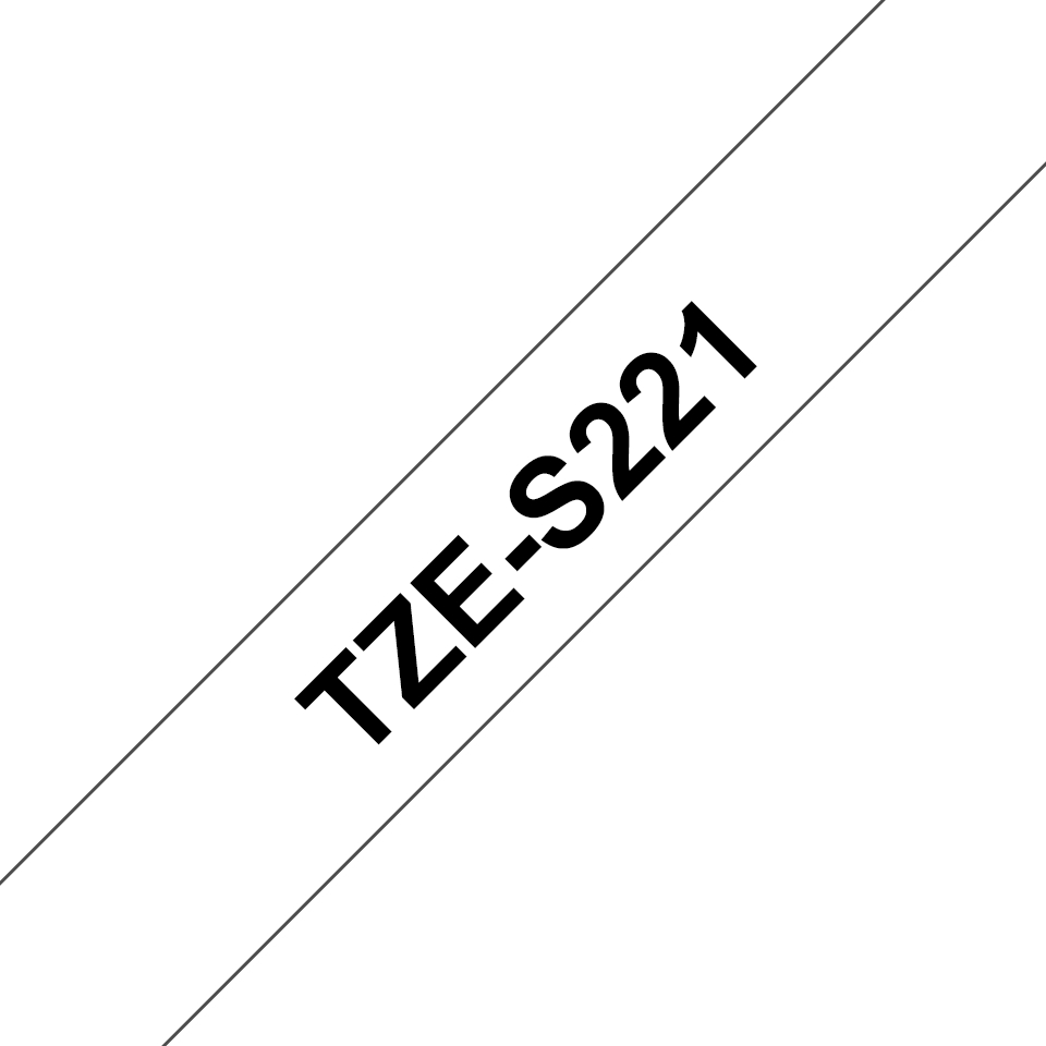 Brother TZeS221 Ruban d'étiquettes laminées super adhésif original - Texte noir sur fond blanc