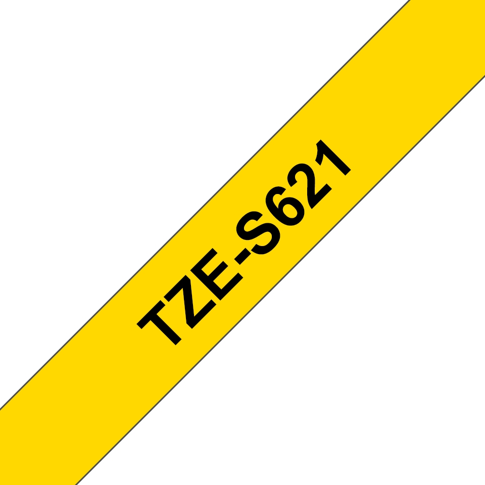 Brother TZeS621 Ruban d'étiquettes laminées super adhésif original - Texte noir sur fond jaune