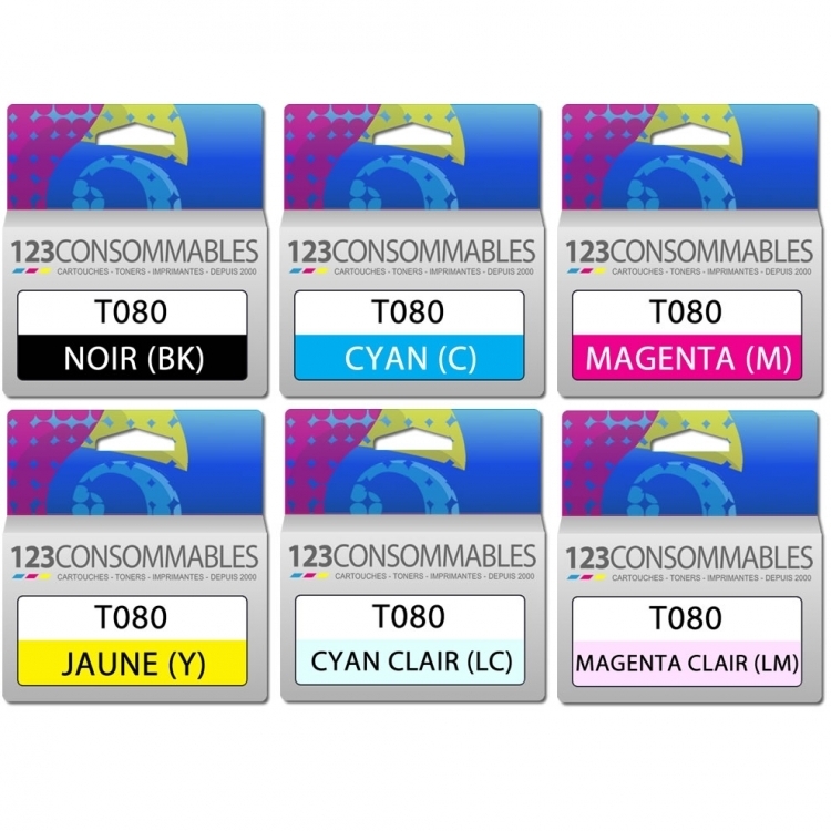 Pack compatible EPSON T080, 6 cartouches
