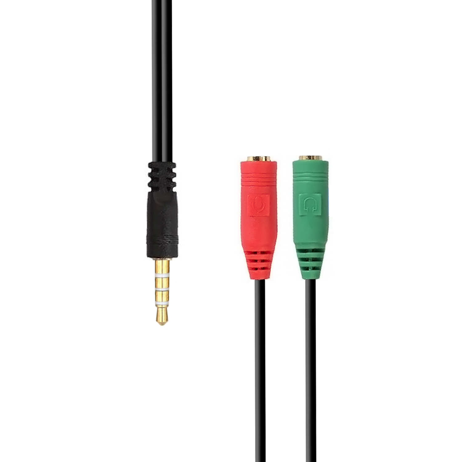 Câble adaptateur audio Aisens JACK 3.5 4 broches/M-2xJACK 3.5 3 broches/F - 20 cm - Couleur noire