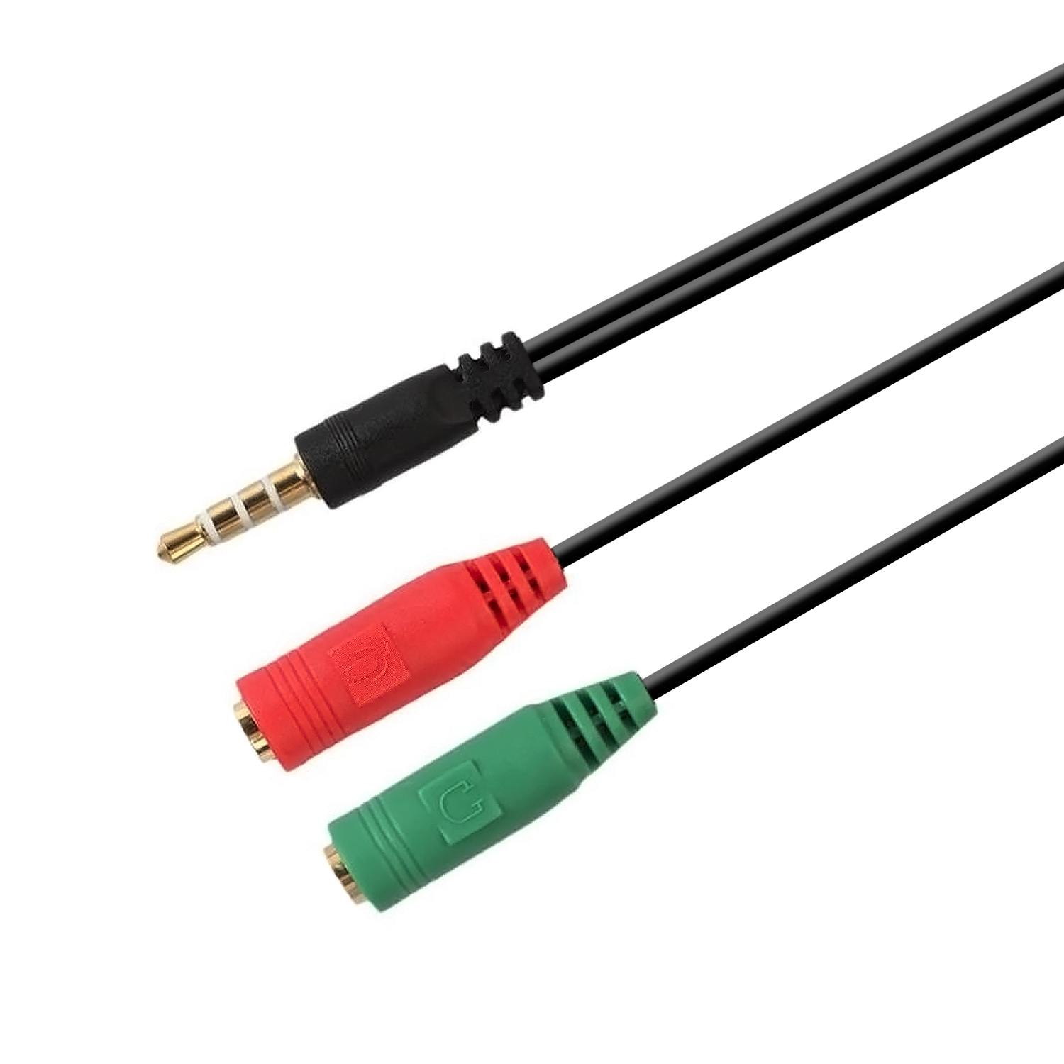 Câble adaptateur audio Aisens JACK 3.5 4 broches/M-2xJACK 3.5 3 broches/F - 20 cm - Couleur noire