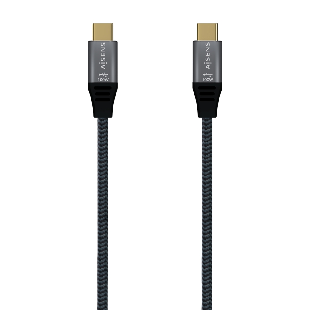 Câble Aluminium Aisens USB 3.2 Gen2x2 20Gbps 8K@30Hz 5A 100W E-Mark, Type USB-C/M-USB-C/M - 0.6m - Couleur Gris