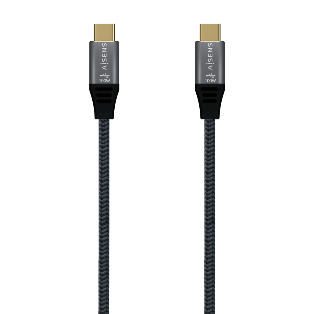 Câble Aluminium Aisens USB 3.2 Gen2x2 20Gbps 8K@30Hz 5A 100W E-Mark, Type USB-C/M-USB-C/M - 1.0m - Couleur Gris
