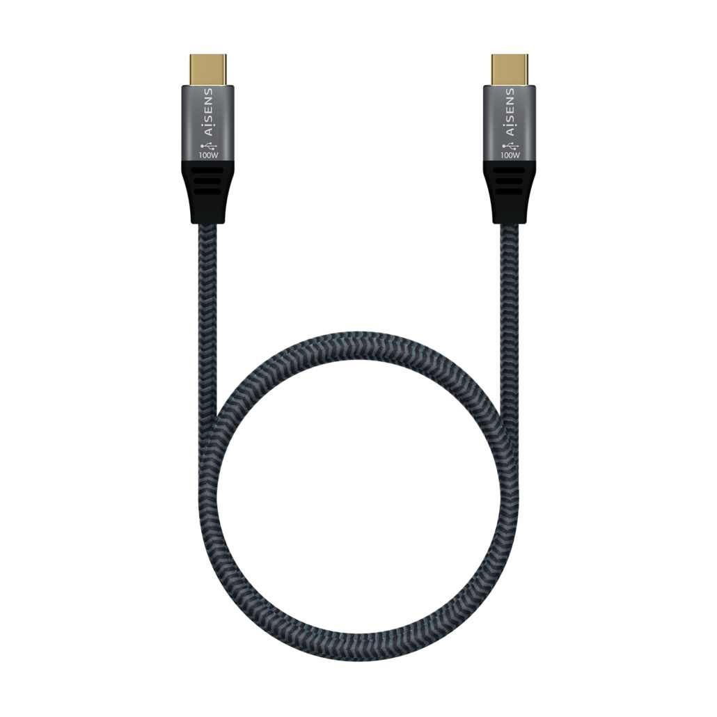 Câble Aluminium Aisens USB 3.2 Gen2x2 20Gbps 8K@30Hz 5A 100W E-Mark, Type USB-C/M-USB-C/M - 1.0m - Couleur Gris