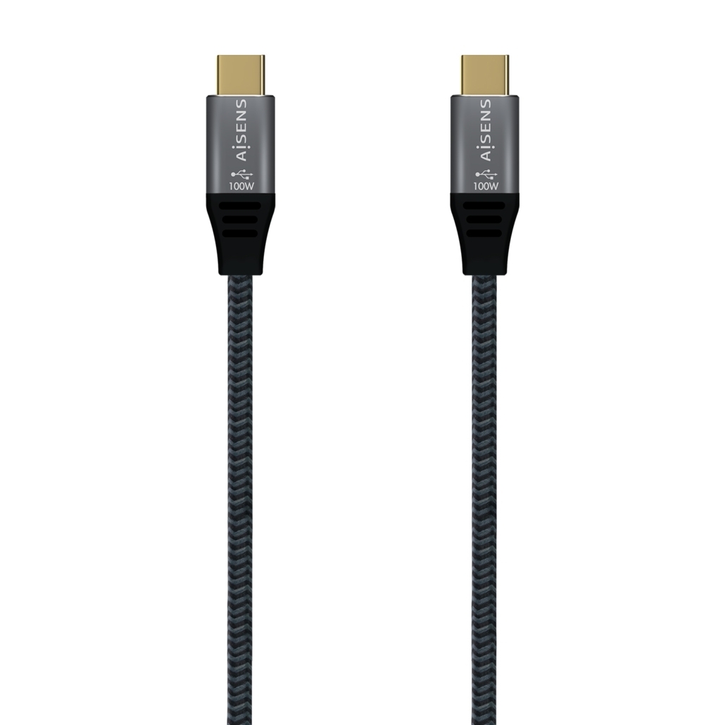 Câble Aluminium Aisens USB 3.2 Gen2x2 20Gbps 8K@30Hz 5A 100W E-Mark, Type USB-C/M-USB-C/M - 1.5m - Couleur Gris