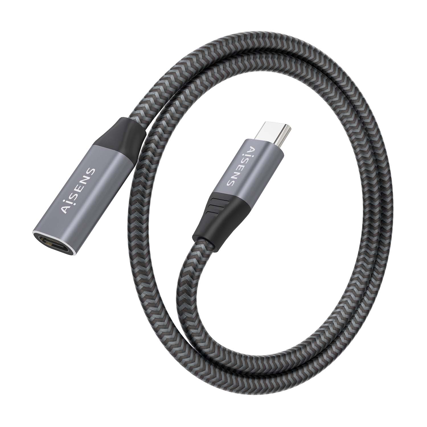 Câble Aluminium Aisens USB 3.2 GEN2x2 20Gbps 8K@30Hz 5A 100W - Type USB-C/M-USB-C/H - 0,5m - Couleur Gris