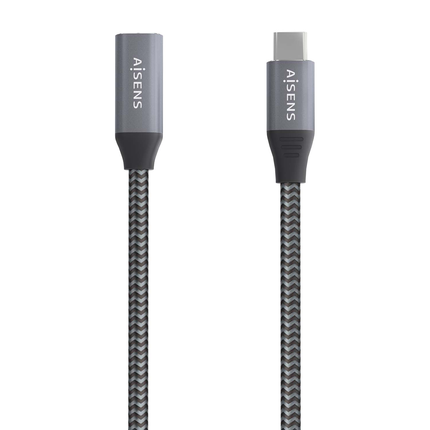 Câble Aluminium Aisens USB 3.2 GEN2x2 20Gbps 8K@30Hz 5A 100W - Type USB-C/M-USB-C/H - 0,5m - Couleur Gris