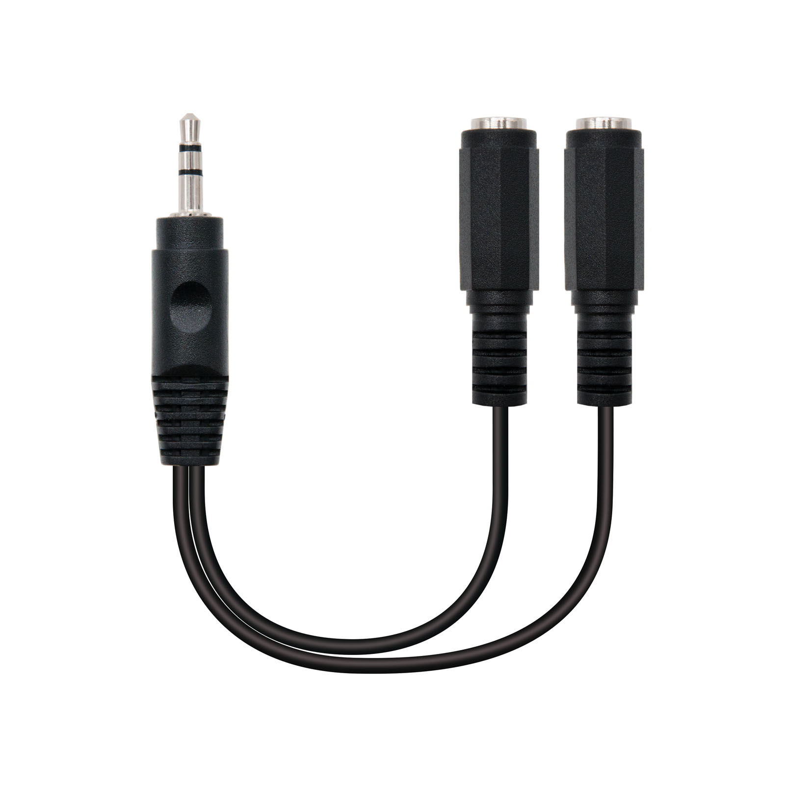 Câble Audio Stéréo Nanocable 2x Jack 3.5mm Femelle vers Jack 3.5mm Mâle 0.15m - Couleur Noir