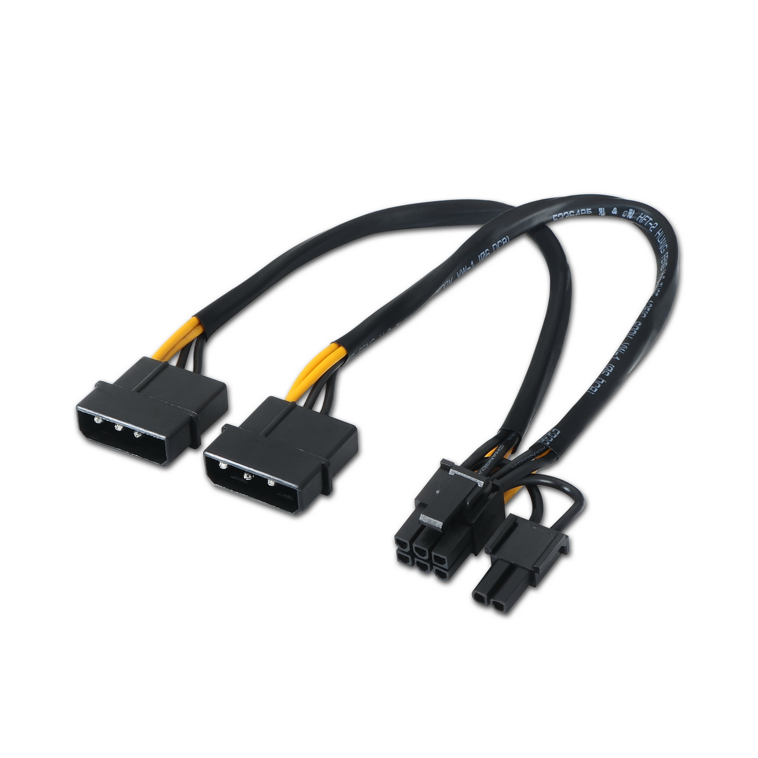 Câble Carte Graphique Aisens - 2xMolex 4pin/M-PCI-E(Molex 6+2pin)/M - 20cm - 100% Cuivre - Couleur Noir